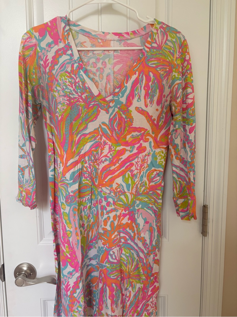 Lilly Pulitzer Multicolor Christi Coral Reef Print V‑Neck Dress-Scuba to Cuba